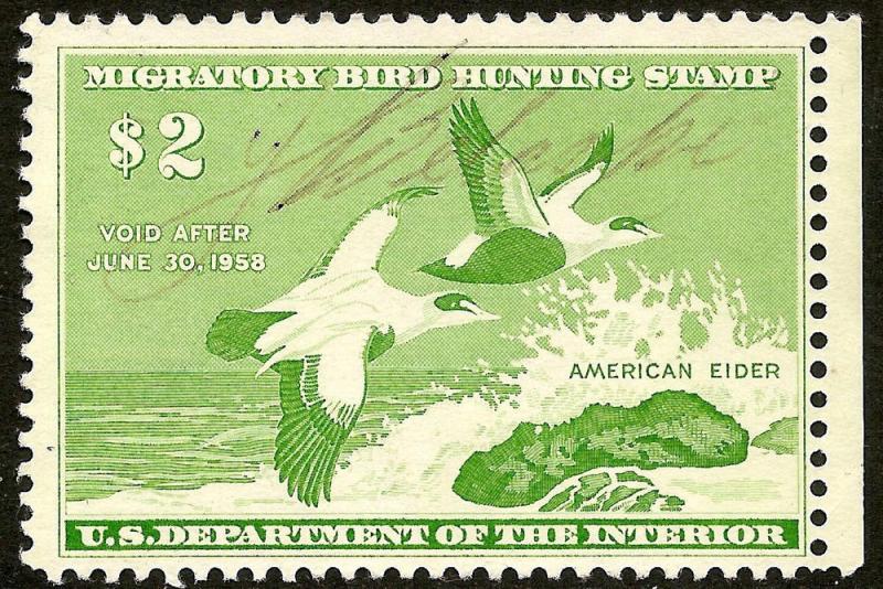 SC# RW24 Used $2.00 American Eiders (signed) NG CV$11