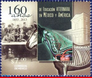 2826 MEXICO 2013 VETERINARY EDUCATION, 160 YEARS, HORSE, FAUNA, MNH