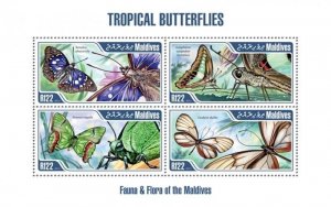 Maldives - 2013 Tropical Butterflies 4 Stamp  Sheet 13E-040