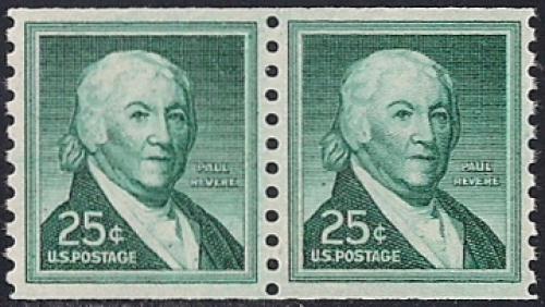 1059AB 25 cent Paul Revere Coil pair Stamp Mint OG NH VF-XF