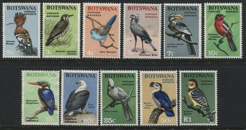    Botswana 1967 Birds 11 definitive values to 1 Rand unmounted mint NH