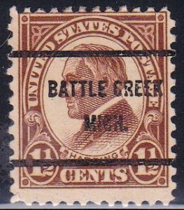 Precancel - Battle Creek, MI PSS 633-61 Perfs into Design - Bureau Issue