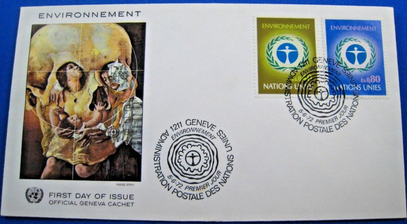 UNITED NATIONS 1972  -  SCOTT #Geneva 35-36 -  ENVIRONMENT FDC  (ggz21)