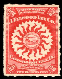 US #RS292 5/8c Ellwood Lee Company,  VF/XF appears unused,  super fresh color!