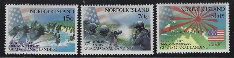 Norfolk Island 1992 WWII Battle of Guadalcanal set Sc# 526-28 NH