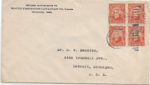 1928 Wiarton, Canada to Detroit, Mi 4 x 1c Confederation Issue (56761)