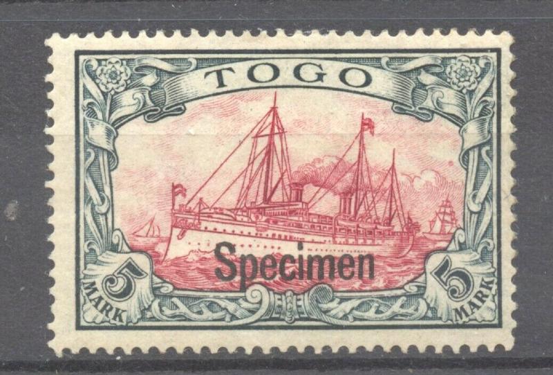 Togo 1900 Yacht 5 Mark. SPECIMEN overprint, mint, hinged