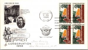 FDC 1958 SC #1122 Artcraft Cachet - Tucson AZ - Block Of 4 - J4370