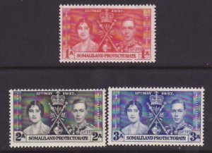 Somaliland-Sc#81-3- id9-unused og NH KGVI coronation set-Omnibus-rainbow effect