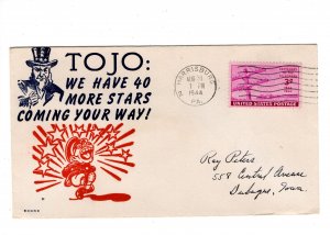 Patriotic WWII Tojo Uncle Sam We Have 40 More Stars Harrisburg PA 1944 Cover H11