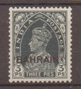 BAHRAIN SG20 1938 3p SLATE OVPT ON INDIA MTD MINT