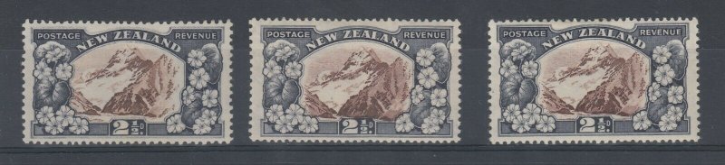 New Zealand 1935 2 1/2d Mount Cook Pictorial x 3 MLH J7504