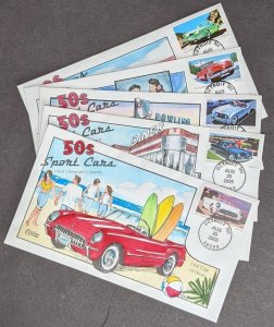 EDW1949SELL : USA 2005 Sc #3831-35 Cplt set Automobiles Collins Hand Painted FDC