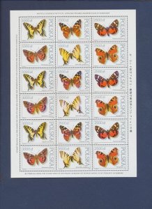 POLAND - Scott 3055a - MNH sheet of 18 - Butterfly insect - 1991