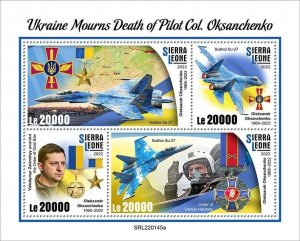 SIERRA LEONE 2022 UKRAINE MOURNS THE DEATH OF COL OKSANCHECKO  SHEET MINT NH