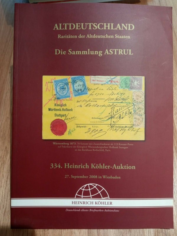 Stamp publication 2008 Kohler auction catalogue Germany states Altdeutschland  