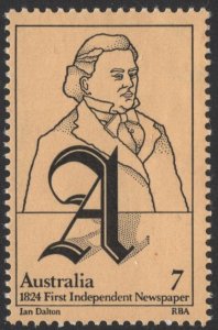 Australia SC#599a 7¢ W.C. Wentworth: Co-founder of “The Australian”  (1974) MLH