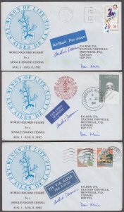 CANADA - 1982 AEROPHILATELY SET of 11 DIFF COVERS, FLOWN, MAILED and HAND SIGNED