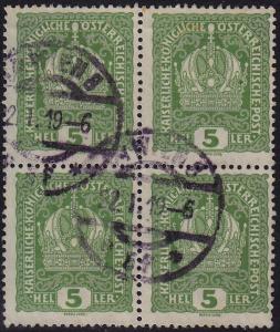 Austria - 1916 - Scott #146 - used block of 4