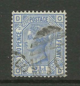 1880/3 Sg 157, 21/2d Blue (OD) Plate 21, Fine used. {TT1449-47}