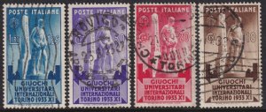 Sc# 306 / 309 Italy 1933 Intl. University Games at Turin used set CV $8.50