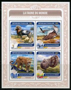 TOGO  2016 FAUNE OF THE WORLD CYPRUS, BOTSWANA, SOMALIA & BURMA  SHEET  NH