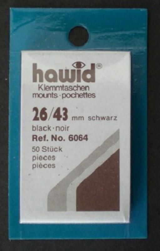 Hawid Stamp Mounts Size 26/43 BLACK Pack of 50