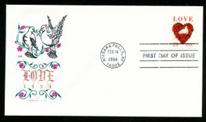 US 2814 29c Love Issue of 1994 UA Farnam cachet FDC