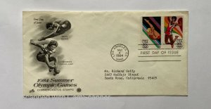 US FDC WITH CACHET 	1984 SUMMER OLYMPIC GAMES , MEN'S DIVING , WOMENS LONG JUMP 
