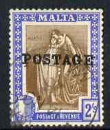 Malta 1926 Postage overprint on 2s brown & blue very ...