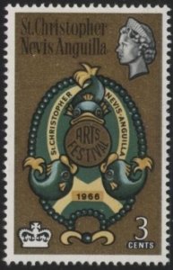 Saint Kitts-Nevis 175 (mlh) 3c Arts Festival of 1966 (1966)