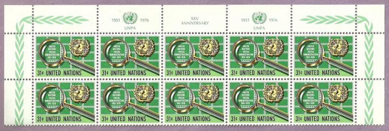 United Nations New York Block of 10 Mint Stamps / Scott 279