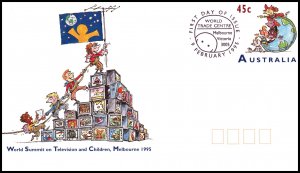 Australia Wolrd Summit on TV and Children Postal Stationary U/A FDC VF