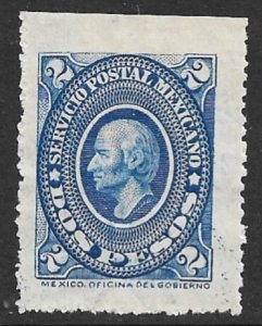 MEXICO 1884 2p Blue HIDALGO Issue Sc 162 USED