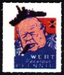 1940's Germany WW II Propaganda Poster Stamp Winston Churchill Masters B...