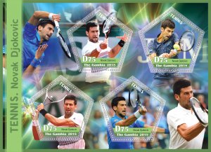 Stamps.Sports. Tennis Novak Djokovic  2018 year 1+1 sheets perforated Gambia