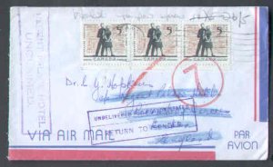 Canada-covers #9087 - 5c(3) Education on airmail to the Regent Palace Hotel , Lo