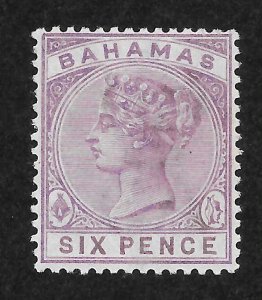 Bahamas Scott 30 Unused VLHOG - 1884 6p Queen Victoria - SCV $7.50