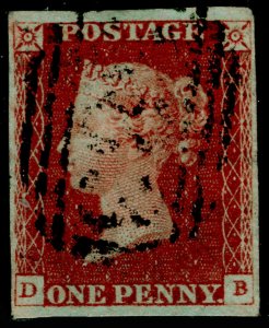 SG8, 1d red-brown PLATE 63, FINE USED. Cat £30. DB 