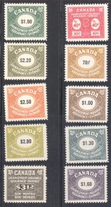 Canada Revenu stamps #FU96 to FU105 VF NH Set $456,25