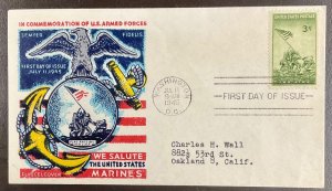 929 Fluegel Cachet WWII Patriotic Iwo Jima FDC Marines Raising Flag 1945