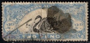 1904 Western Australia Revenue 2 Pence Swan Stamp Duty Used