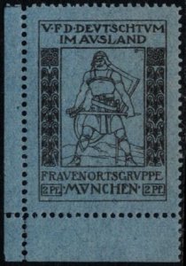 1918 WW I German Poster Stamp 2 Pfennig German Nation Abroad Women's Loc...