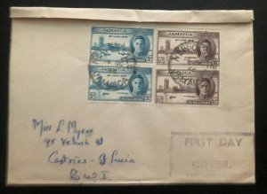 1946 Jamaica First Day Cover FDC Peace & Reconstruction To Castries St Lucia