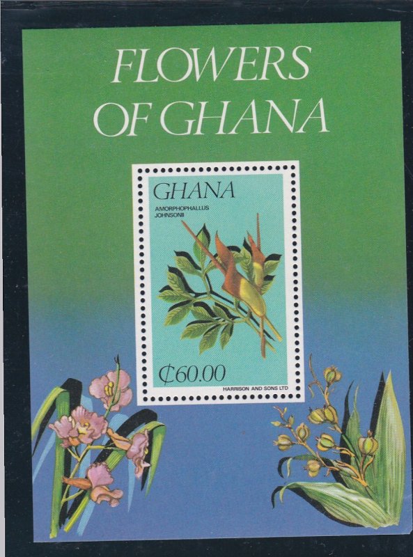 Ghana # 925, Flowers of Ghana, Souvenir Sheet, NH, 1/2 Cat.