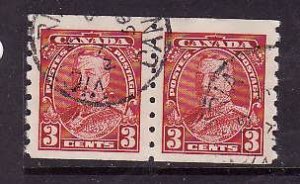 Canada-Sc#230-used 3c KGV Pictorial coil pair-Cdn1052-1935-