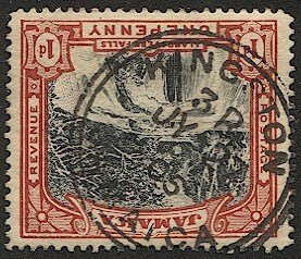 JAMAICA 1901  Sc 32 1d Llandovery Falls Used, VF, KINGSTON postmark/cancel