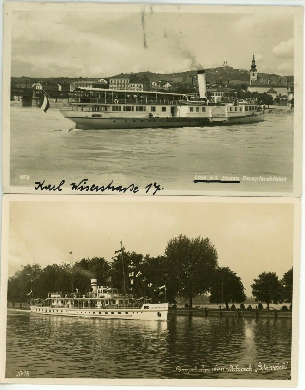 Austria Steamship Photo Postal Cards Ship Boat EUROPE Used