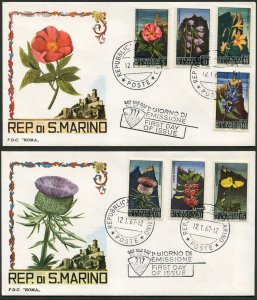 San Marino #654-660 Flowers and Views FDC 1967 First Day Cover Nature Plants