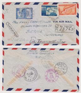 DOMINICAN REPUBLIC 1946 LETTER RATED 92c R-AIRMAIL COVER TO SWITZERLAND VF
